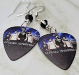 Avenged Sevenfold Group Picture Guitar Pick Earrings w Black Swarovski Crystals