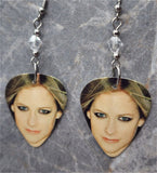 Avril Lavigne Guitar Pick Earrings with Clear Swarovski Crystals