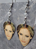 Avril Lavigne Guitar Pick Earrings with Clear Swarovski Crystals