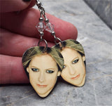 Avril Lavigne Guitar Pick Earrings with Clear Swarovski Crystals