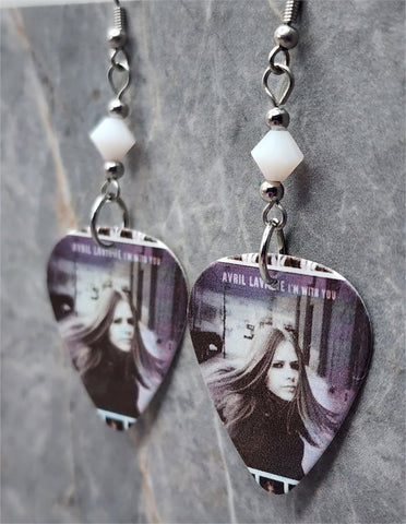 Avril Lavigne I'm With You Guitar Pick Earrings with White Swarovski Crystals