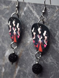 Baby Metal Megitsune Guitar Pick Earrings with Black Pave Bead Dangles