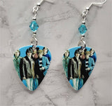 The Beach Boys Group Photo Guitar Pick Earrings with Aqua Blue Swarovski Crystals