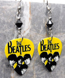 The Beatles Guitar Pick Earrings with Black Swarovski Crystals