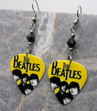 The Beatles Guitar Pick Earrings with Black Swarovski Crystals