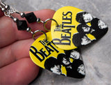 The Beatles Guitar Pick Earrings with Black Swarovski Crystals