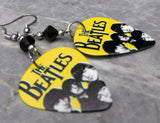 The Beatles Guitar Pick Earrings with Black Swarovski Crystals