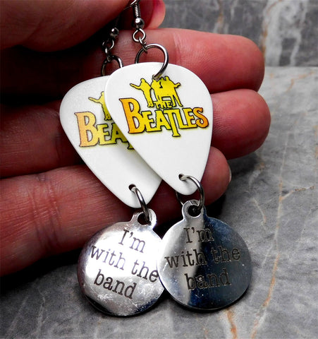 The Beatles Guitar Pick Earrings with Stainless Steel I'm With the Band Charms