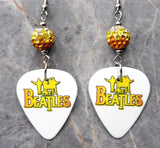 The Beatles Guitar Pick Earrings with Orange to Yellow to White Ombre Pave Beads