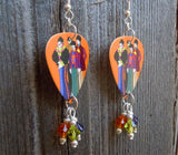 The Beatles Yellow Submarine Guitar Pick Earrings with Swarovski Crystal Dangles