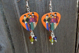 The Beatles Yellow Submarine Guitar Pick Earrings with Swarovski Crystal Dangles