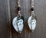 Ringo Starr Beatles Guitar Pick Earrings with Black Swarovski Crystals