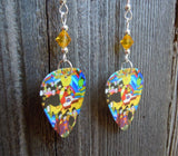 The Beatles Yellow Submarine Guitar Pick Earrings with Yellow Swarovski Crystals