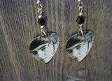 The Beatles George Harrison Guitar Pick Earrings with Black Swarovski Crystals