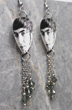 The Beatles George Harrison Guitar Pick Earrings with Gray Swarovski Crystal Dangles