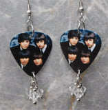 The Beatles Guitar Pick Earrings with Clear Swarovski Crystal Dangles