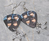 The Beatles Guitar Pick Earrings with Clear Swarovski Crystal Dangles