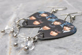 The Beatles Guitar Pick Earrings with Clear Swarovski Crystal Dangles