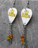 The Beatles Guitar Pick Earrings with Treble Clef Charm and Swarovski Crystal Dangles