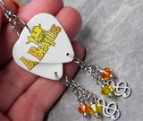 The Beatles Guitar Pick Earrings with Treble Clef Charm and Swarovski Crystal Dangles