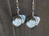 The Beatles Paul McCartney Guitar Pick Earrings with Gray Swarovski Crystals