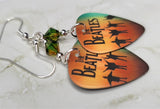 The Beatles Brown to Green Ombre Guitar Pick Earrings with Swarovski Crystals