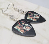 The Beatles Individual Pictures Guitar Pick Earrings with Clear Swarovski Crystals