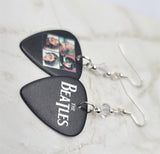 The Beatles Individual Pictures Guitar Pick Earrings with Clear Swarovski Crystals