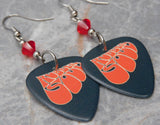 The Beatles Rubber Soul Guitar Pick Earrings with Red Swarovski Crystals