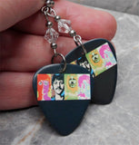 The Beatles 1 Album Guitar Pick Earrings with Clear Swarovski Crystals