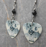 The Beatles Revolver Guitar Pick Earrings with Black Swarovski Crystals