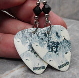 The Beatles Revolver Guitar Pick Earrings with Black Swarovski Crystals