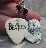 The Beatles Revolver Guitar Pick Earrings with Black Swarovski Crystals