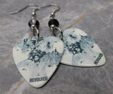 The Beatles Revolver Guitar Pick Earrings with Black Swarovski Crystals