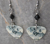 The Beatles Revolver Guitar Pick Earrings with Black Swarovski Crystals