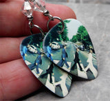 The Beatles Abbey Road Guitar Pick Earrings with Clear Swarovski Crystals