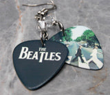 The Beatles Abbey Road Guitar Pick Earrings with Clear Swarovski Crystals