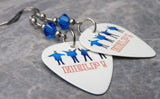 The Beatles Help Album Cover Guitar Pick Earrings with Capri Blue Swarovski Crystals