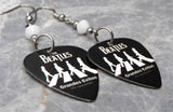 The Beatles Abbey Road Illustration Guitar Pick Earrings with White Swarovski Crystals