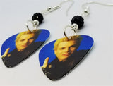 Billy Idol Giving The Finger Guitar Pick Earrings with Black Pave Beads
