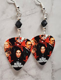 The Black Eyed Peas Group Picture Guitar Pick Earrings with Black Swarovski Crystals