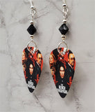The Black Eyed Peas Group Picture Guitar Pick Earrings with Black Swarovski Crystals