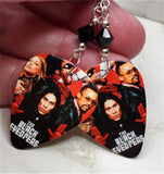 The Black Eyed Peas Group Picture Guitar Pick Earrings with Black Swarovski Crystals