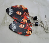 The Black Eyed Peas Group Picture Guitar Pick Earrings with Black Swarovski Crystals