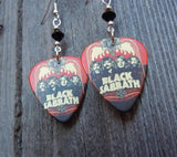 Black Sabbath Guitar Pick Earrings with Black Swarovski Crystals