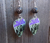 Black Sabbath Master of Reality Guitar Pick Earrings with Pewter Pave Beads