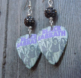 Black Sabbath Master of Reality Guitar Pick Earrings with Pewter Pave Beads