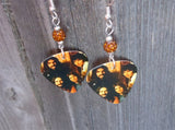 Black Sabbath Group Photo Guitar Pick Earrings with Brown Pave Beads