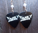 Black Sabbath Master of Reality Art Guitar Pick Earrings with White Swarovski Crystals