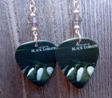 Black Sabbath The Best of Guitar Pick Earrings with Gray Swarovski Crystals